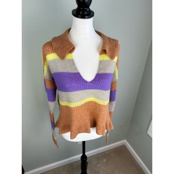 NWOT Free People Ives Cashmere Striped Pullover-SML - Picture 2 of 9